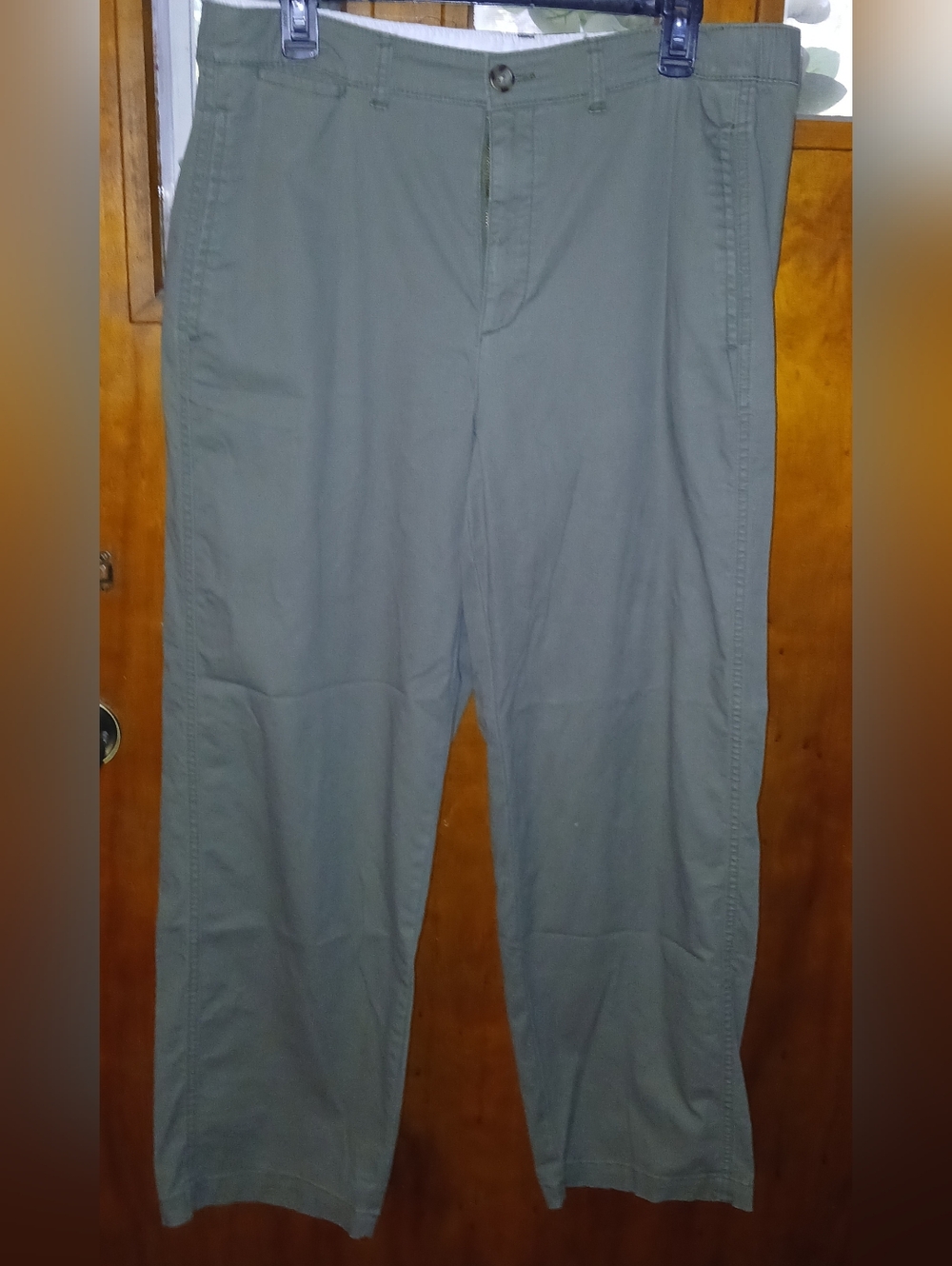 Old Navy Womens Olive Chino Pants Elastic Back L